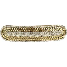 yumi hand cradfted hair accessories Yumi® Handcratfed Designer Hair Accessories Handmade Back Hair Clip for Girls and Women (Golden with White Diamonds)-picture-25