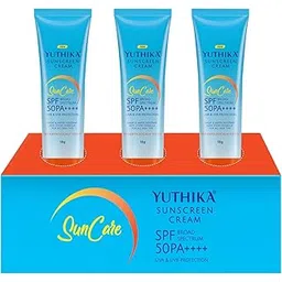 Yuthika SunCare Sunscreen Cream SPF 50 PA+++ | 18g | High Protection | Non-Greasy Formula | UVA & UVB Defense | For All Skin Types Pack of 3 (18g Each)-picture-29