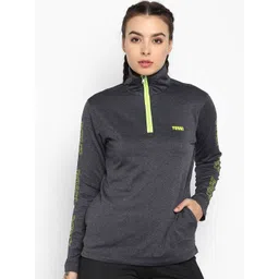 Yuuki Women Grey Melange Fluorescent Green Typography Printed Lightweight Sporty Jacket-picture-22