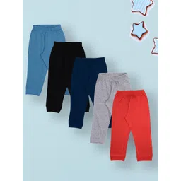 YUV Infant Kids Pack Of 5 Pure Cotton Mid-Rise Joggers-picture-13