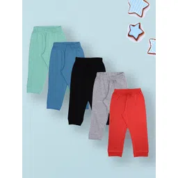 YUV Infant Kids Pack Of 5 Pure Cotton Mid-Rise Joggers-picture-42