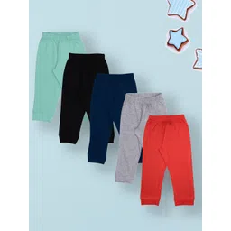 YUV Infants Pack Of 5 Pure Cotton Mid-Rise Joggers-picture-10