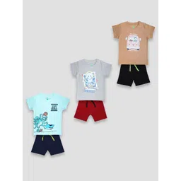 YUV Unisex Kids Pack Of 3 Printed T-shirt With Shorts-picture-17