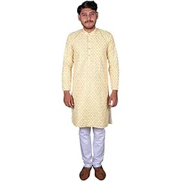 yuvina fashion Men Light Yellow Colour Kurta Pajaama-picture-28