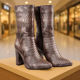 yuvrato baxi Brown Casual Formal Buckle Ankle Boot For Women With 3.5 Inch Block Heel Height Slip On For Women-picture-15