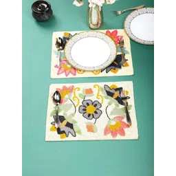 YWULY 2-Pcs Cream Colored & Red Beaded Rectangular Table Placemats-picture-20