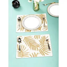 YWULY 2 Pcs Cream Coloured Beaded Table Placemats-picture-22
