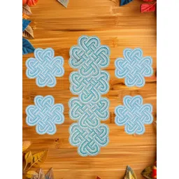 YWULY 5-Pcs Blue & White Ethnic Motifs Embellished Table Linen Set-picture-38