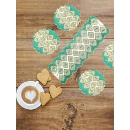 YWULY 5-Pcs White & Blue Ethnic Motifs Embellished Table Linen Set-picture-36