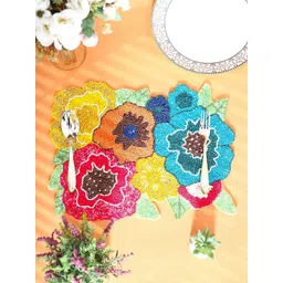 YWULY Blue & Red Floral Beaded Table Placemats-picture-39