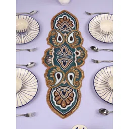 YWULY Blue & White Beaded Table Runner-picture-32