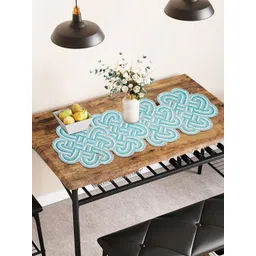 YWULY Blue & White Floral Embroidered Beaded Table Runner-picture-12