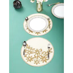 YWULY Cream 2 Pieces Beaded Table Placemats-picture-13
