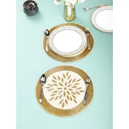 YWULY Cream & Yellow 2 Pieces Beaded Table Placemats-picture-36