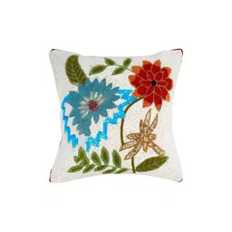 YWULY White & Blue Floral Embellished Square Cushion Cover-picture-14