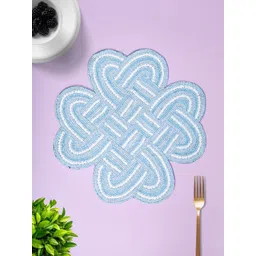 YWULY  White & Blue Floral Printed Beaded Table Placemats-picture-10