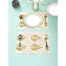 YWULY Yellow & Cream 2 Pieces Floral Beaded Table Placemats-picture-33