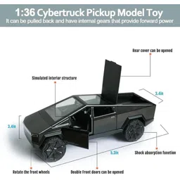 yzmodel Tesla Cyber Truck Die-Cast 1:32 | Metal Pull Back Openable Door Light & Sound-picture-33