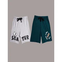Zaahii Boys Pack Of 2 Graphic Printed Mid-Rise Regular Shorts-picture-58