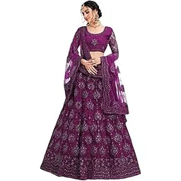 zaalima fashion with z logo ZAALIMA FASHION Women's Net Embroidered Golden Work Semi Stitched Lehenga Choli Dupatta set with unstiched blouse piece and Flare Lehenga choli-picture-56