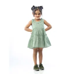 zach and kiki ZACH &KIKI Girls Green Cotton Checks Dress-picture-22