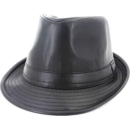 ZACHARIAS Leather Stylish Fedora Hat Black-picture-37
