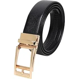 zacharias Men's Artificial Leather 35 MM Autolock Golden Buckle Belt (Black) (Pack of 1)-picture-38