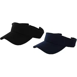 zacharias Unisex Cotton Visors Tennis Cap Pack of 2 Black & Blue-picture-39