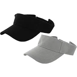 zacharias Unisex Cotton Visors Tennis Cap Pack of 2 Black & Light Grey-picture-10
