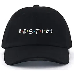zacharias Women's Cotton Baseball Adjustable Besties Cap (Black;Free Size) (Pack of 1)-picture-53