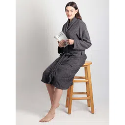 ZAHYA Grey 500 GSM Pure Cotton Bath Robe image 4