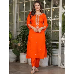 ZAIERRA Ethnic Motifs Embroidered Thread Work Chanderi Silk Kurta with Trousers & Dupatta-picture-12