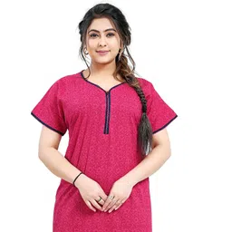 Zairra Pure Cotton Printed Maxi Nightdress-picture-22