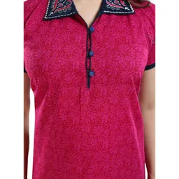 Zairra Women Blue Cotton Blend Printed Maxi Nightdress image 4