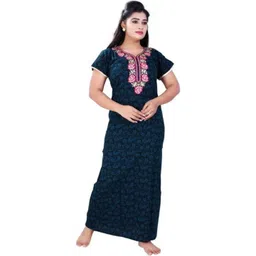 Zairra Women Printed Maxi Short Sleeves Nightdress-picture-17