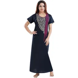 Zairra Women Pure Cotton Printed Maxi Nightdress-picture-9
