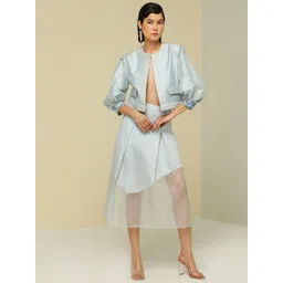 ZAITRA Women Colourblocked Cotton Longline Tailored Jacket with Patchwork-picture-15