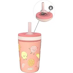 Zak Designs Kelso Tumbler Toddler Cup For Travel or At Home, 12oz Vacuum Insulated Stainless Steel Sippy Cup With Leak-Proof Design is Perfect For Kids (Happy Fruit)-picture-12