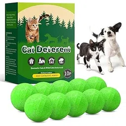 ZAKOFOL Cat Deterrent Outdoor Dog Deterrent Natural Peppermint Oil Cat Repellent Outdoor and Indoor Against Scratch and Chew Furniture Curtain Family Safe, Dog Repellent to Keep Feral Cats Dogs Out of Yard Garden (Pack of 1 (10 Balls):⁠--picture-20