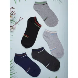 Zalima Men Pack Of 5 Striped Cotton Ankle-Length Socks-picture-27