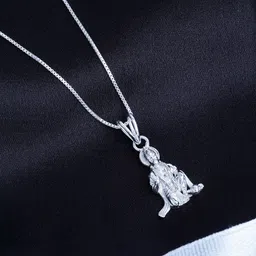 zalkari 925 Sterling Silver Hanuman Pendant chain for mens & boys Rhodium Sterling Silver Locket-picture-13