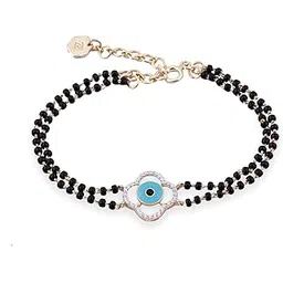 zalkari Golden Evil Eye Clover Bead Bracelet-picture-22