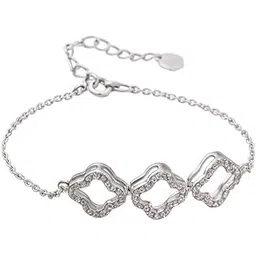zalkari Silver Row Clover Chain Bracelet-picture-45