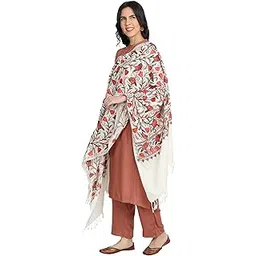 zamour Kashmiri Women's Aari Embroidery Kadhai Woolen Shawl Stole Wrap 80 inches x 30 inches-picture-32