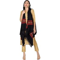 zamour Kullu Weave Women's Woolen Cape Shrug Top Woven in Himalayan Stripes-picture-11