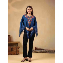 Zamour Women Embroidered Round Neck Sleeveless Poncho-picture-17