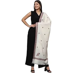 zamour Women's Daur Border Kashmiri Pattern Stole Scarf Wrap in Soft Woollen Material-picture-36