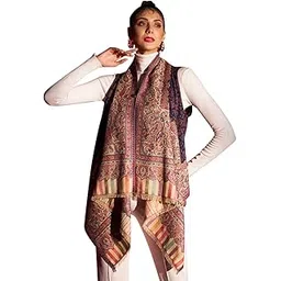 zamour Women's Woolen Cape Shrug Top Woven in Exotic Paisley Patters (Multicolor)-picture-19