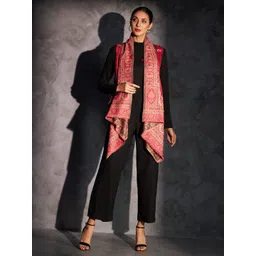 Zamour Woven Design Longline Cape Shrug-picture-41