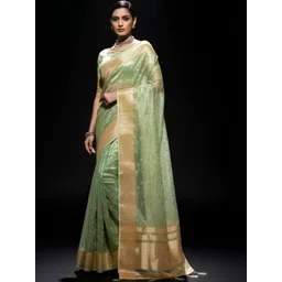 ZAMUNA Ethnic Motifs Zari Tissue Kasavu Saree-picture-37